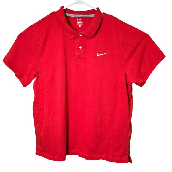 Nike Other - Nike Mens Red Polo Shirt XL Cotton Casual Short Sleeve Blank Embroidered Swoosh